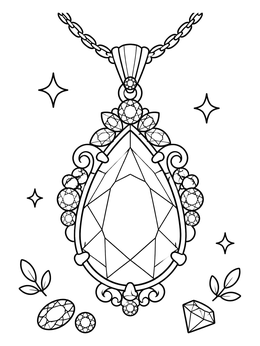 Free printable Bohemian Garnet Gemstone Pendant coloring page