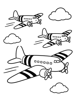 Free printable Transport Planes Flying In Formation coloring page