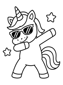 Free printable Dabbing Unicorn With Sunglasses coloring page