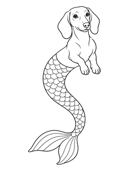 Free printable Dachshund Mermaid Dog coloring page