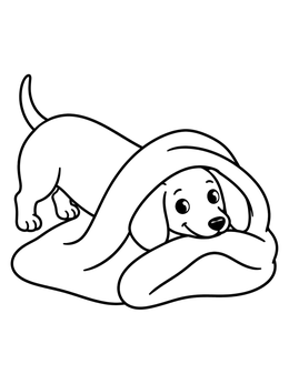 Free printable Cozy Dachshund Under Blanket coloring page
