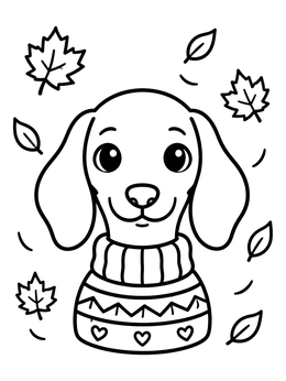 Free printable Cute Dachshund In Cozy Sweater coloring page