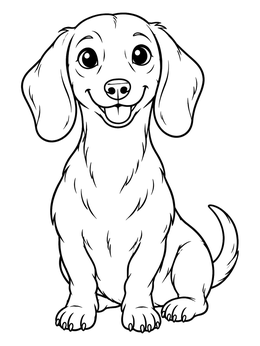 Free printable Happy Sitting Dachshund Pup coloring page