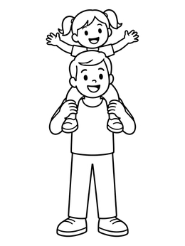 Free printable Father Carrying Daughter On Shoulders coloring page