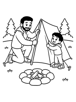 Free printable Father And Son Camping Trip coloring page