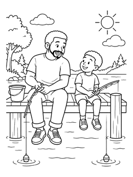 Free printable Father And Son Fishing From The Dock coloring page