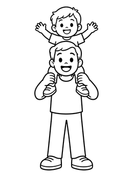Free printable Father Carrying Son On Shoulders coloring page