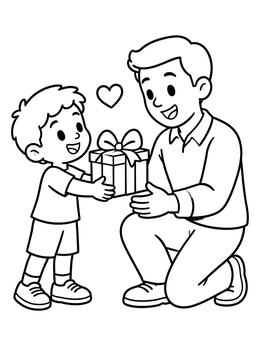 Free printable Son Giving Father A Gift coloring page