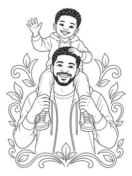 Free printable Father Carrying Son On Shoulders coloring page