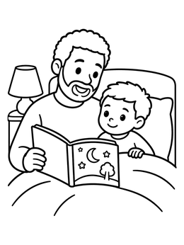 Free printable Bedtime Story With Dad coloring page