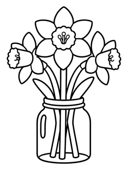 Daffodil Flower Coloring Book cover page