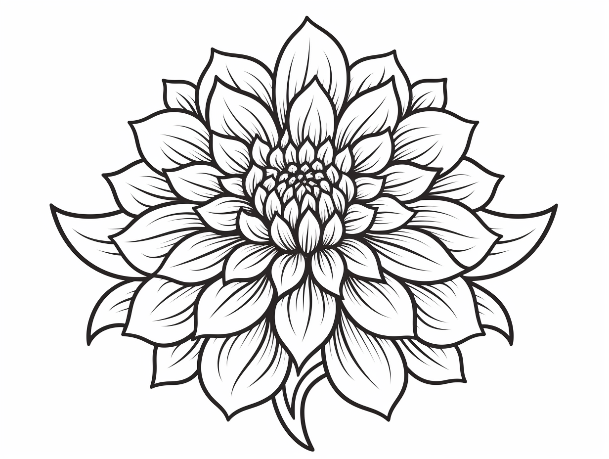 Dahlia Coloring Page For Download - Coloring Page
