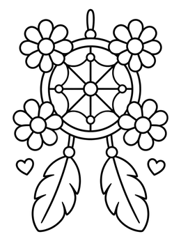 Free printable Daisy Flower Dream Catcher coloring page