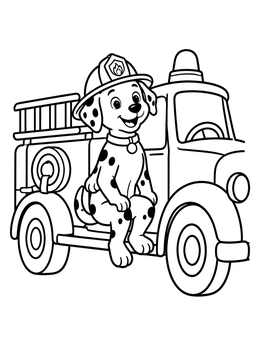 Free printable Dalmatian Firefighter On Fire Truck coloring page