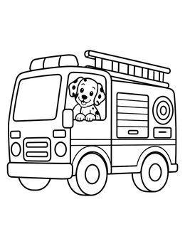 Free printable Dalmatian In Fire Truck coloring page