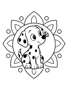 Free printable Dalmatian Puppy And Little Ladybug coloring page