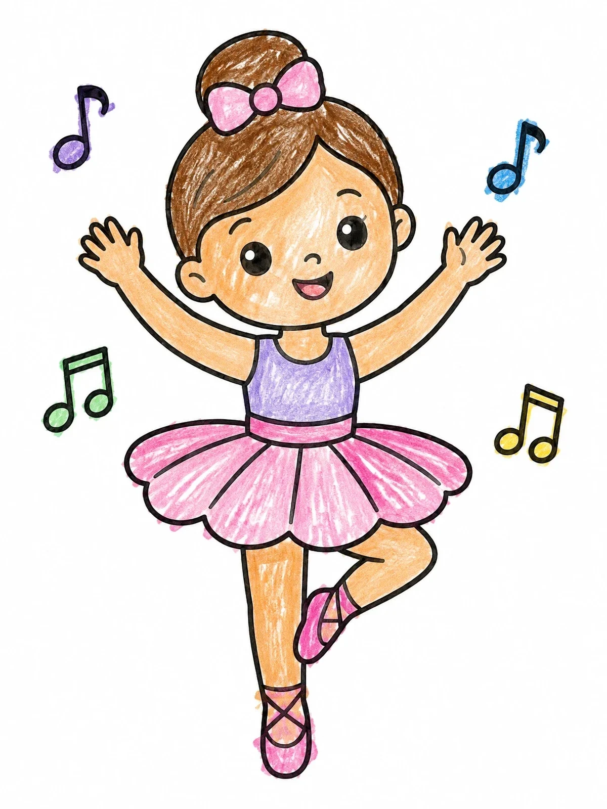 Colored example of the Cute Little Ballerina Dancing coloring page