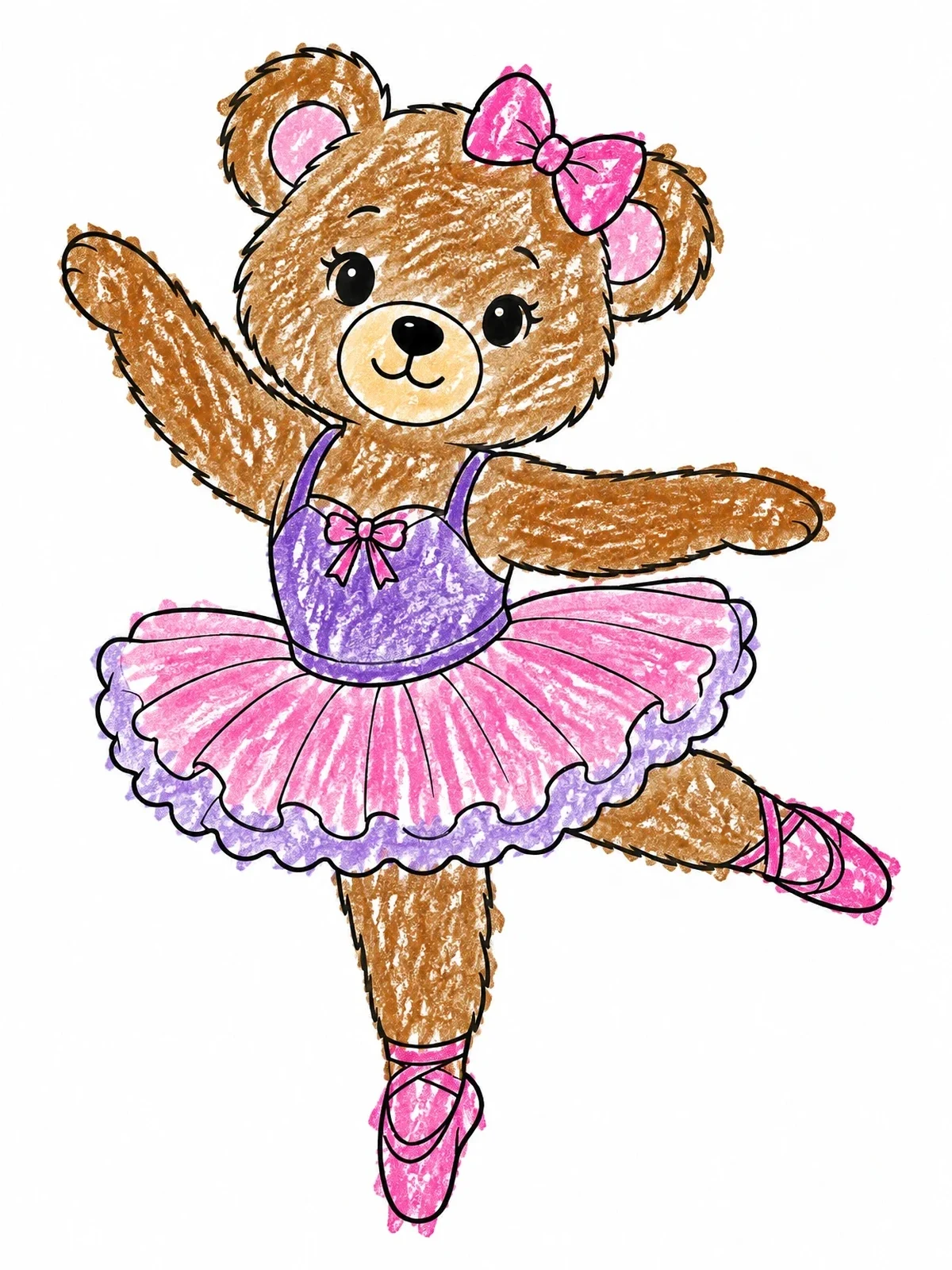Colored example of the Cute Teddy Bear Ballerina coloring page