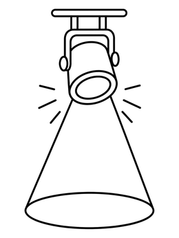 A bright stage light cone shines down in this dance coloring page.