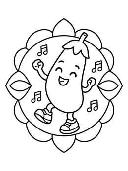 Free printable Dancing Eggplant With Sneakers coloring page