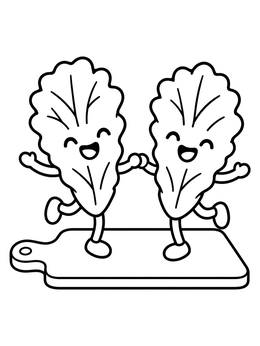 Free printable Dancing Lettuce Leaves On Board coloring page