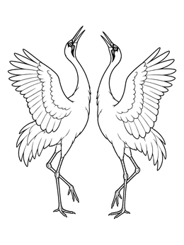 Free printable Dancing Whooping Cranes coloring page