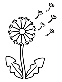 Free printable Dandelion Clock With Flying Seeds coloring page