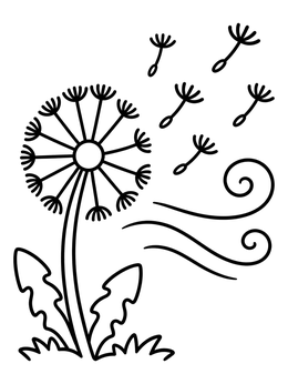 Free printable Dandelion Seeds Blowing In The Wind coloring page