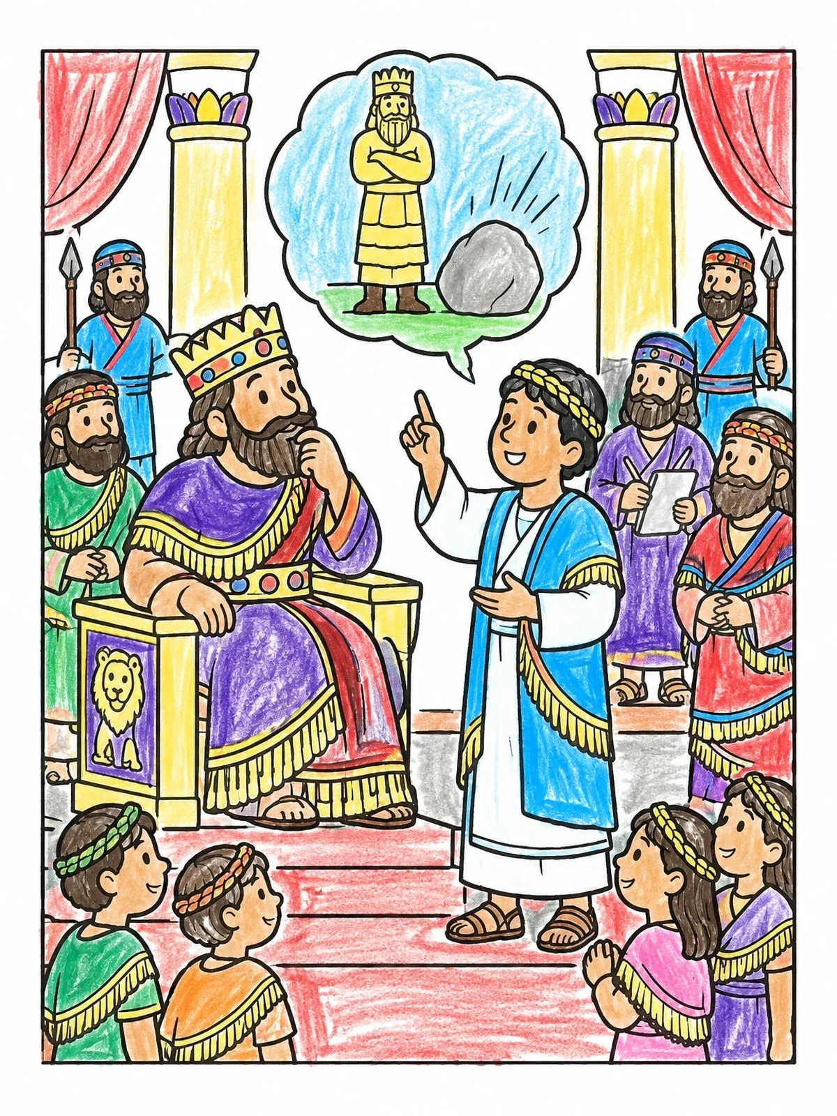 Colored example of the Daniel Explaining The King's Dream coloring page