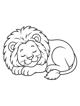 Free printable Cute Sleeping Lion Resting Peacefully coloring page