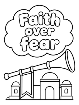 Free printable Faith Over Fear Palace Trumpet coloring page