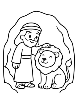 Free printable Daniel Petting Friendly Lion coloring page