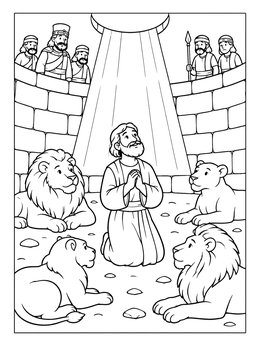 Free printable Daniel Praying In The Lions Den coloring page