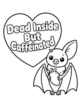 Free printable Cute Fruit Bat With Coffee Quote coloring page