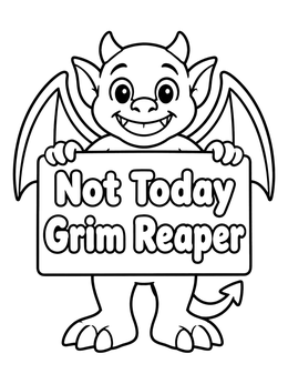 Free printable Cute Gargoyle Holding A Sign coloring page