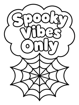 Free printable Spooky Vibes Spiderweb Sign coloring page