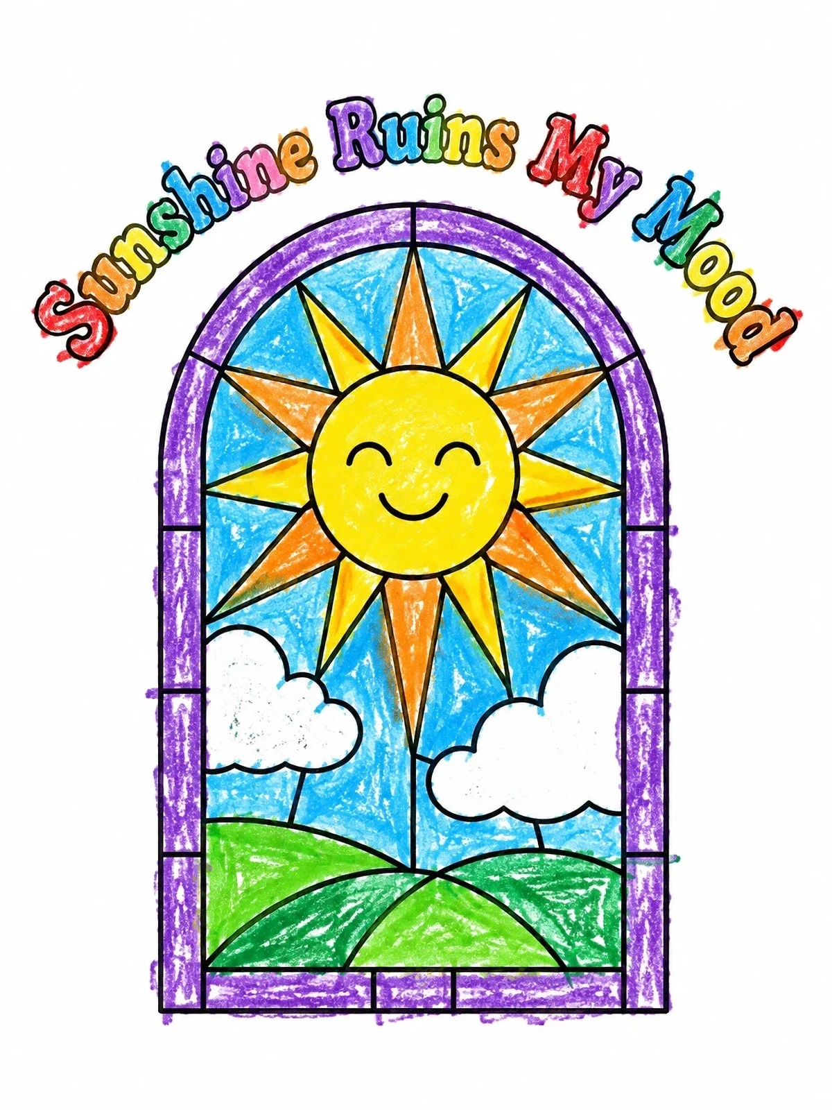 Colored example of the Sunshine Ruins My Mood Window coloring page