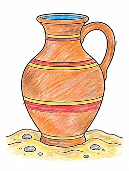 Ancient Clay Water Jug – David And Goliath Coloring Page