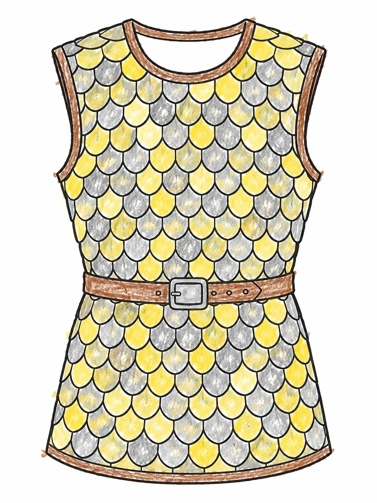 Colored example of the Ancient Scale Armor Tunic coloring page