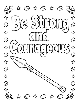 Free printable Be Strong And Courageous Spear coloring page