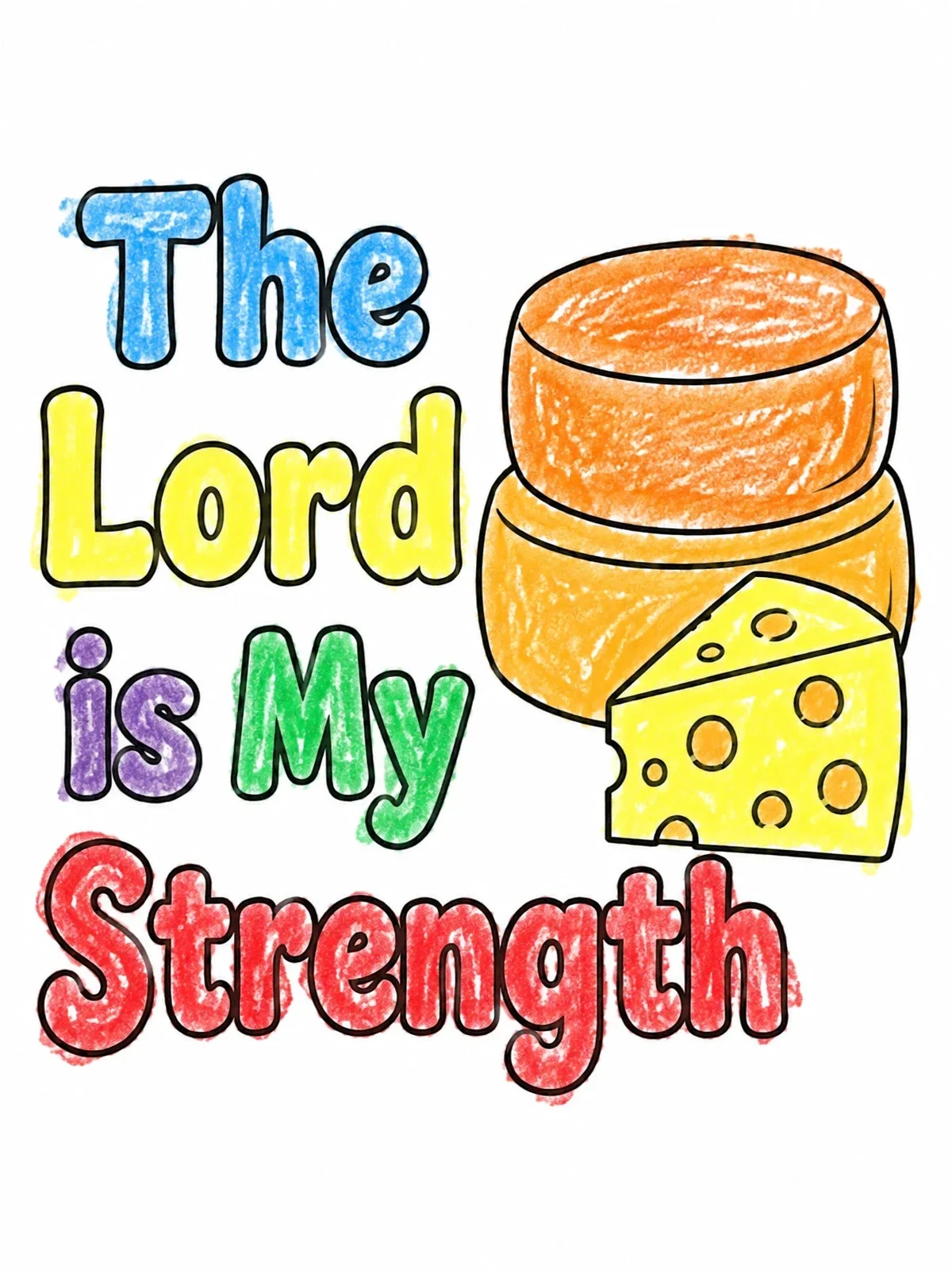 Colored example of the Cheese Rounds With Bible Verse coloring page