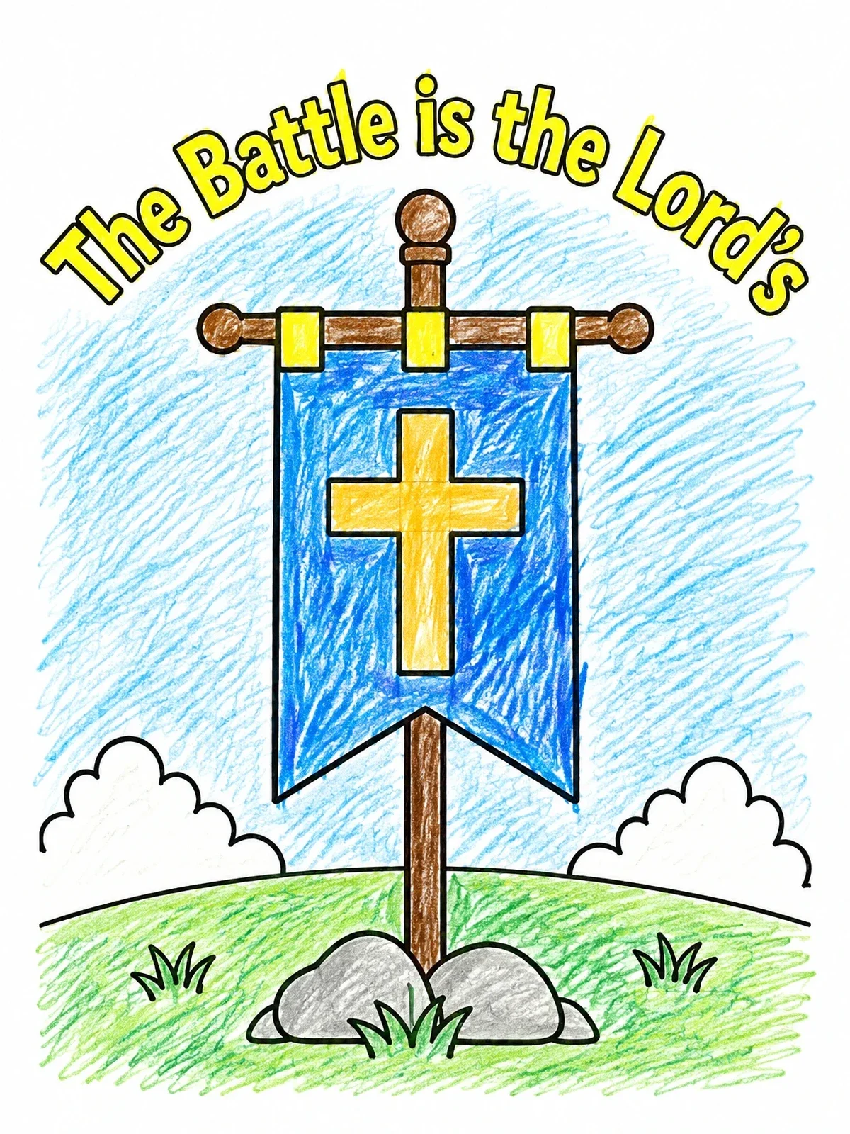 Colored example of the Faithful Camp Banner In Field coloring page