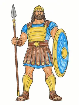Goliath The Giant In Full Armor – David And Goliath Coloring Page