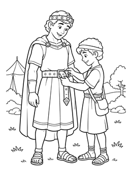 Free printable David And Jonathan Belt Scene coloring page