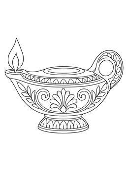 Free printable Ancient Clay Oil Lamp coloring page