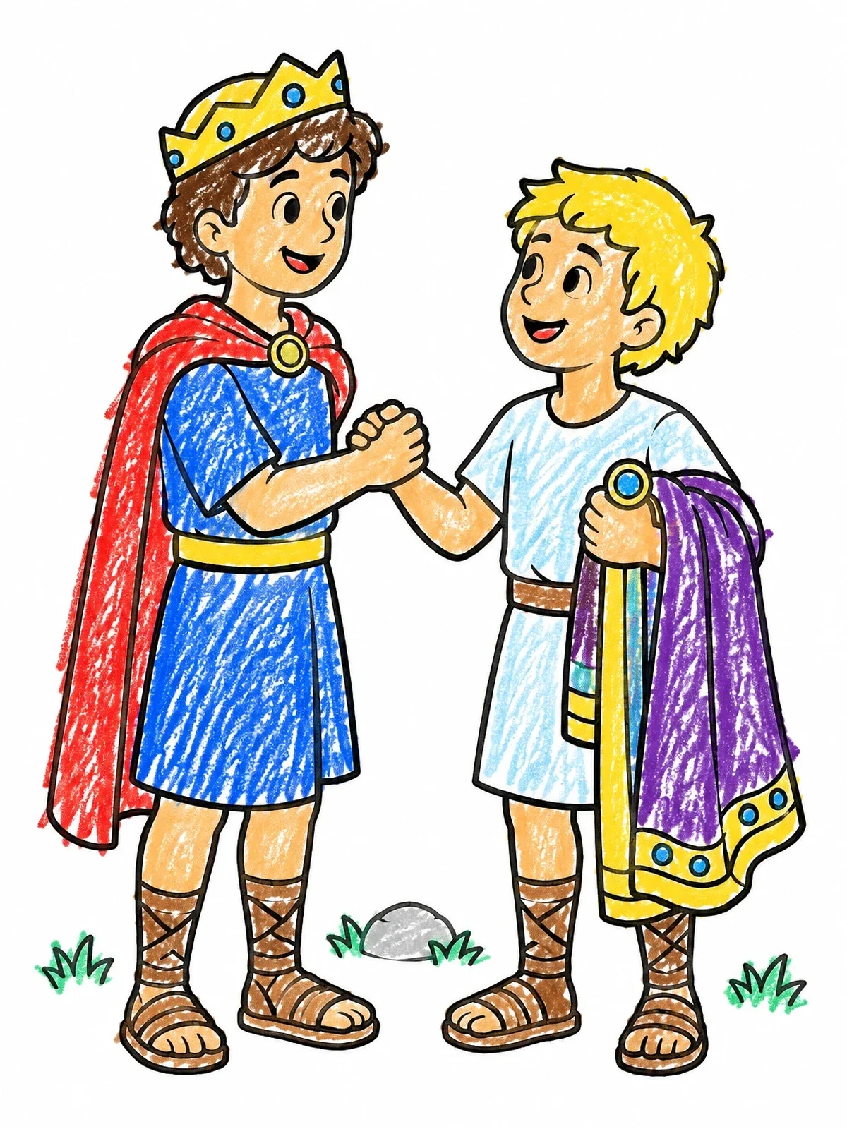 Colored example of the David And Jonathan Friendship Covenant coloring page