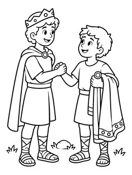 Free printable David And Jonathan Friendship Covenant coloring page