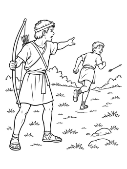 Free printable Jonathan Signaling With Bow And Arrow coloring page