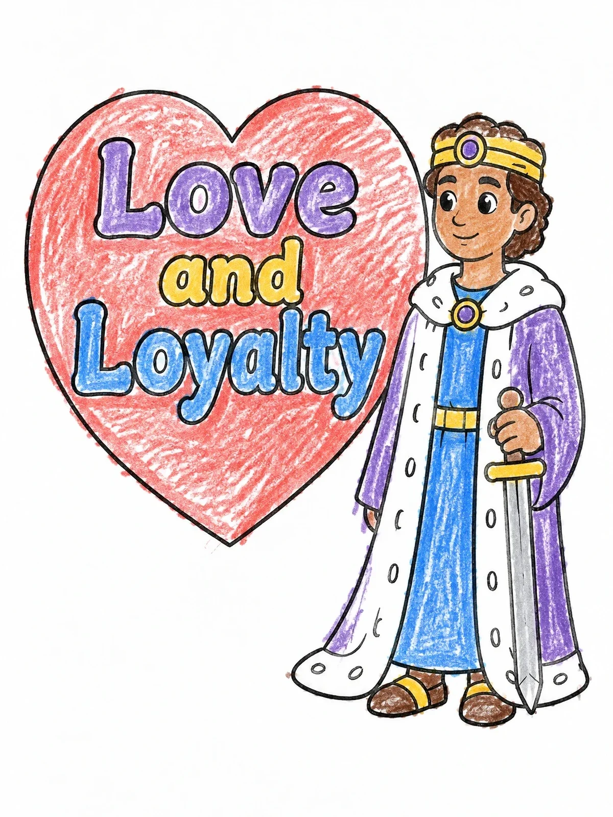 Colored example of the Prince Jonathan With Royal Robe And Sword coloring page