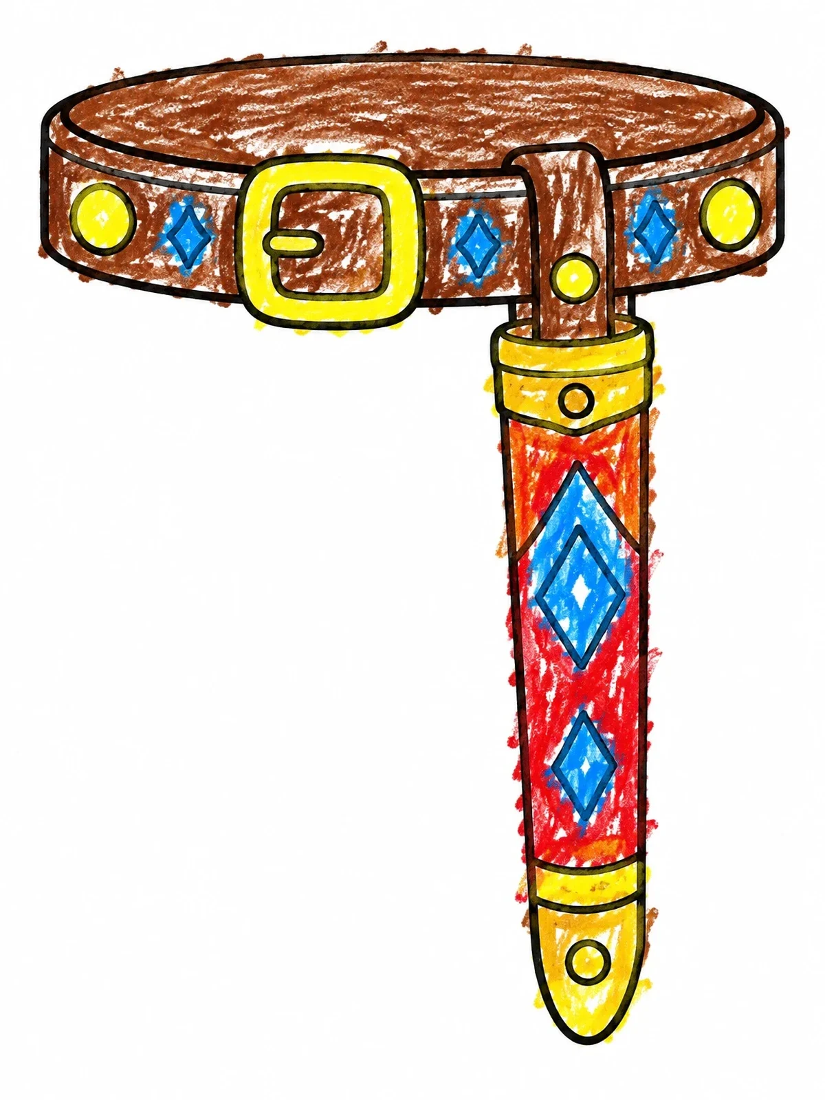Colored example of the Warrior Belt And Scabbard coloring page